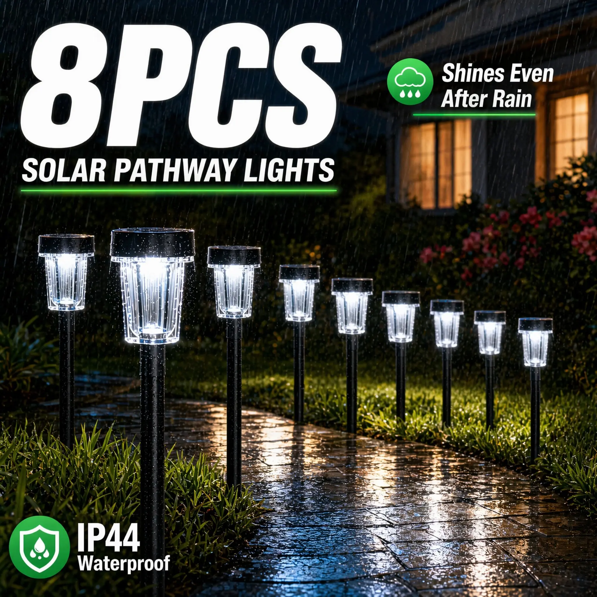 8 Pack Outdoor Pathway Lights, Pattern Projection Garden Stake Lights, IP44 Waterproof Auto On/Off LED Landscape Lights for Yard, Walkway, Patio, Solar Powered, Geometric halloween decor 2026 christmas restock halloween decor halloween decorations