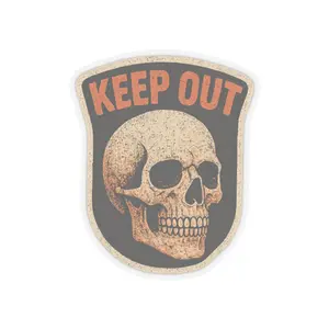 Skull Keep Out Kiss-Cut Stickers, Grunge Decor, Laptop Decals, Halloween Sticker Pack, Waterproof Bumper Sticker, Gothic Skull Art