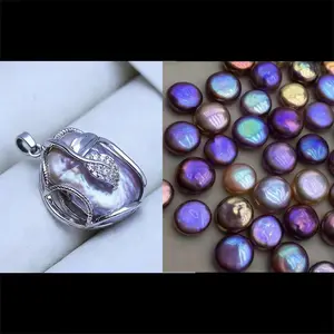 Pearl pendant+[live opening] Min 4 pcs Button pearls as gift