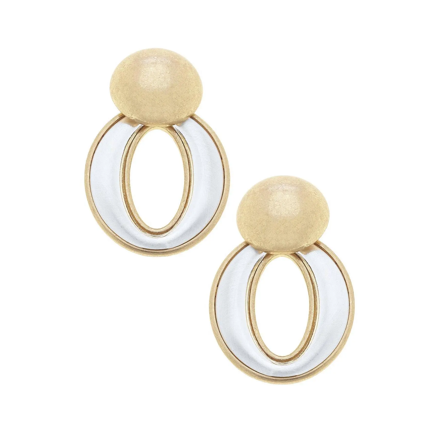 Mickey Sculpted O Drop Earrings in Satin Two Tone