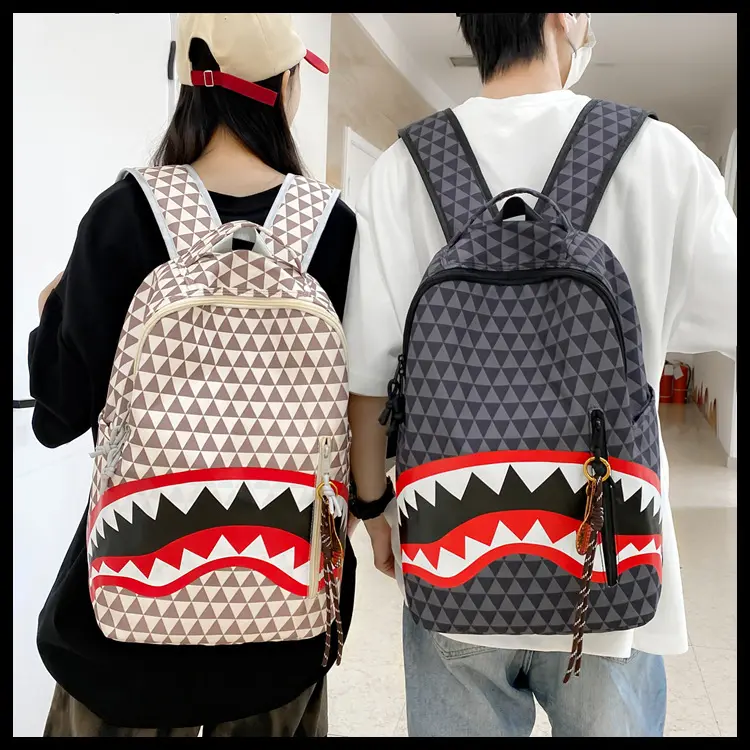Sprayground JanSport SuperBreak Backpack - Shark Mouth Print School Backpack, Geometric Pattern Book Bag with Front Utility Pocket, Lightweight Daypack for School, Travel, College, and Everyday Use – Middle School Student Backpack, High School Student Ba