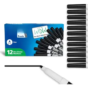 Dry Erase Markers, Low Odor Ink, Black, Fine Tip, 12 Count - Whiteboard, Calendar, Organization, Essential Supplies for Office, School, Classroom, Teachers