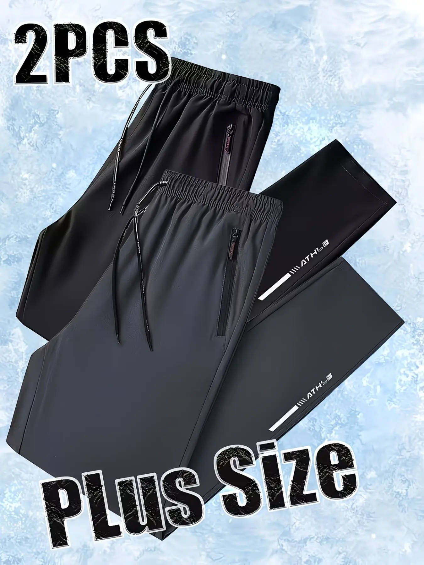 2-Pack Men's Plus Size Sportswear Sweatpants, Quick-Dry Loose Fit, 1XL-5XL, Ideal for Outdoor Activities and Daily Wear, Breathable Activewear Bottoms, Athletic Athleisure Fitness Pants