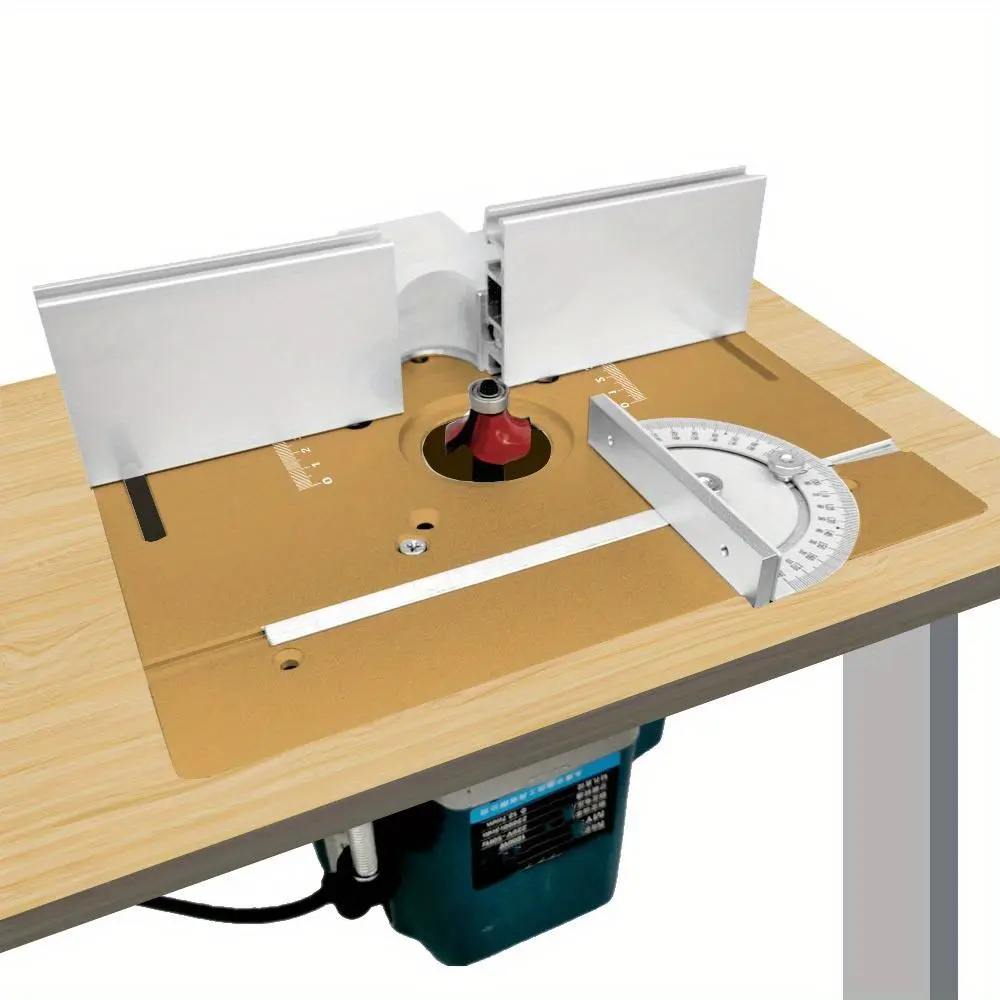 Multifunctional Aluminum Circular Router Table Insert Plate, Woodworking Wood Milling Flip Plate with Miter Gauge for DIY Working Benches, Tool Accessories