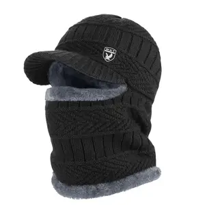 Mens hats winter warm windproof and cold mask scarf hat three-in-one with brim gorros para el frío accessories for men