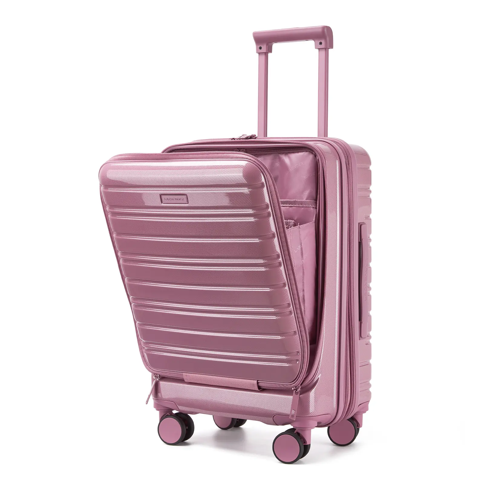 LARVENDER 20 Inch Airline Approved Carry On Suitcase, 22x14x9 Expandable PC+ABS Hardside Luggage With Front Pocket, 4 Spinner Wheels TSA Lock Travel Case For Unisex