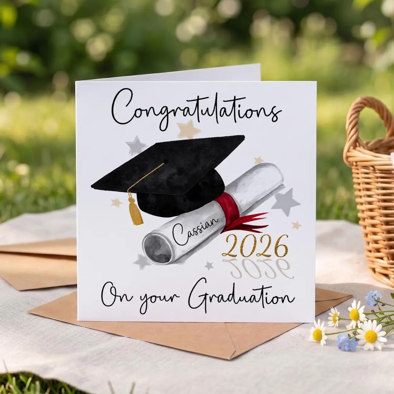 Personalized Congratulations Grad Card, Custom Graduation  Card With Cap And Diploma,  Name Gift Card For Graduate,Greeting Card Gift