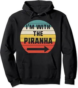 I'm With Piranha Halloween Matching Couple Costume Vintage Pullover Hoodie - Taliyaannhun Shop 33B08H2G99NN