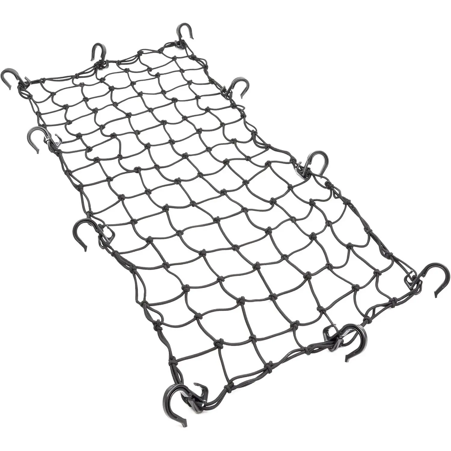 15in x 30in Elastic Cargo Net with 10 Adjustable Hooks and Tight 2in x 2in Mesh, Black