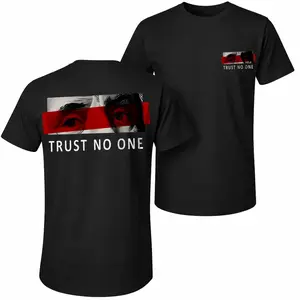 Men's Pure Cotton Short-Sleeve Shirt With Trust No One Print—A Unisex Casual Style Perfect For Spring And Summer; Featuring A Cool Graphic Design And A Classic Crew Neck, Suitable For All Four Seasons.