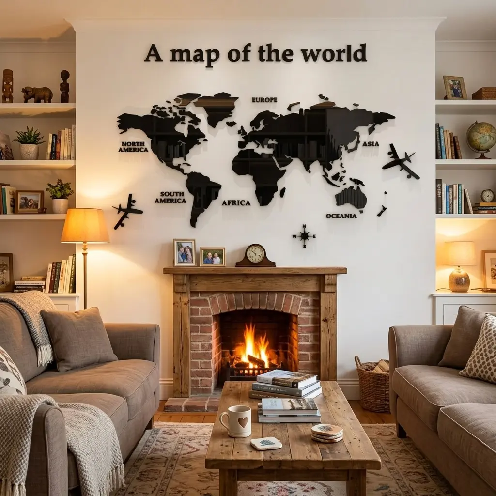 3D Wall Stickers - DIY World Map Wall Decal Sticker Murals Map Wall Decor for Living Room Bedroom TV Background Home Decorations(47.2x23.6 in)