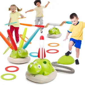 Edulok 3-in-1 Active Play Set: Remote Control Dinosaur, Musical Bouncing Game, Ring Toss & Rocket Launcher - Best Indoor/Outdoor Toy Gift for Boys & Girls Ages 3 and Up