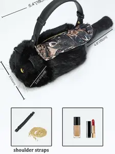 Multicolor Stylish Plush Cute Cat Bag Versatile Simulated Cat Shoulder Bag Small Size
