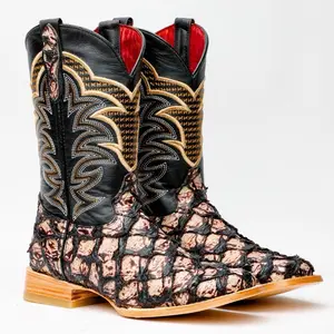 Orix Jumbo Pirarucu Leather Boots - Square Toe