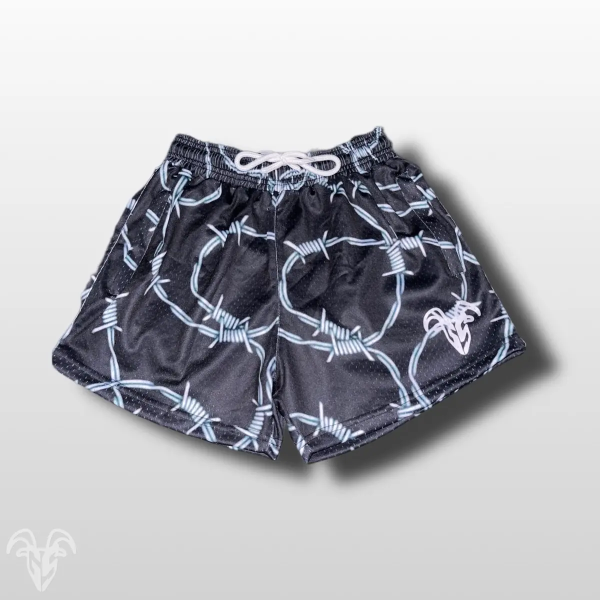 Men's Goat Strength Mesh Shorts / Men's Shorts 5 inch inseam Barbed Wire Pattern Shorts Gym Breathable Elastic Workout Barbed wire pattern athletic shorts - Tuff Shorts workoutfit
