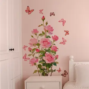 A (30*60cm) butterfly and flower 2D flat wall sticker, home decoration self-adhesive wall sticker, M20253, Decorative Wall Sticker, Decal Sticker
