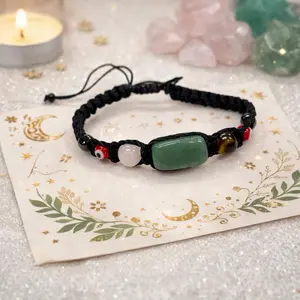 Pulcera 5 Proteciones con cuarzo Aventurina Verde