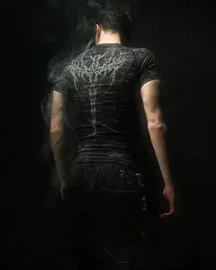 ORIGIN COMPRESSION NOIR - MENSWEAR ATHLETIC COMPRESSION TOP SILK SCREEN PRINT