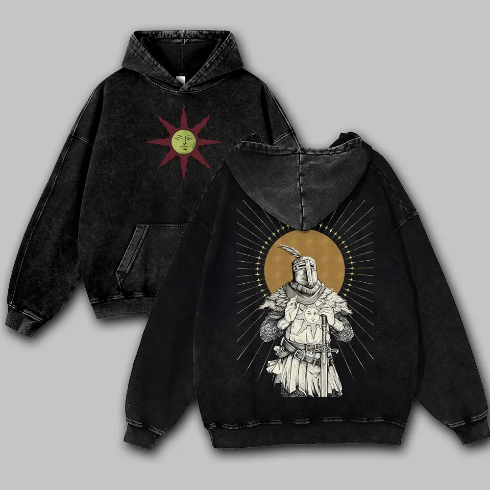 Dark Souls  Unisex FallFreshness outfits men streetwear 80s 90s graphic tees cotton Anime Game funny 380G Washed Hoodies men gifts