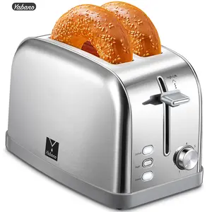 2 slice toaster, Retro Bagel Toaster Toaster with 7 Bread Shade Settings, 2 Extra Wide Slots, Defrost/Bagel/Cancel Function, Removable Crumb Tray, Stainless Steel Toaster by Yabano, Silver