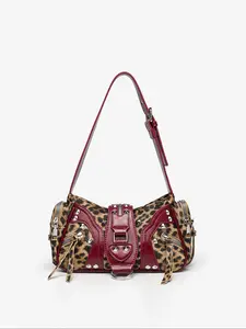 New Retro Y2K Sweet Cool Style Underarm Bag for Women, High-End Studded Motorcycle Commuter Shoulder Handbag, Versatile Single Strap Crossbody, Vintage Shoulder Bag