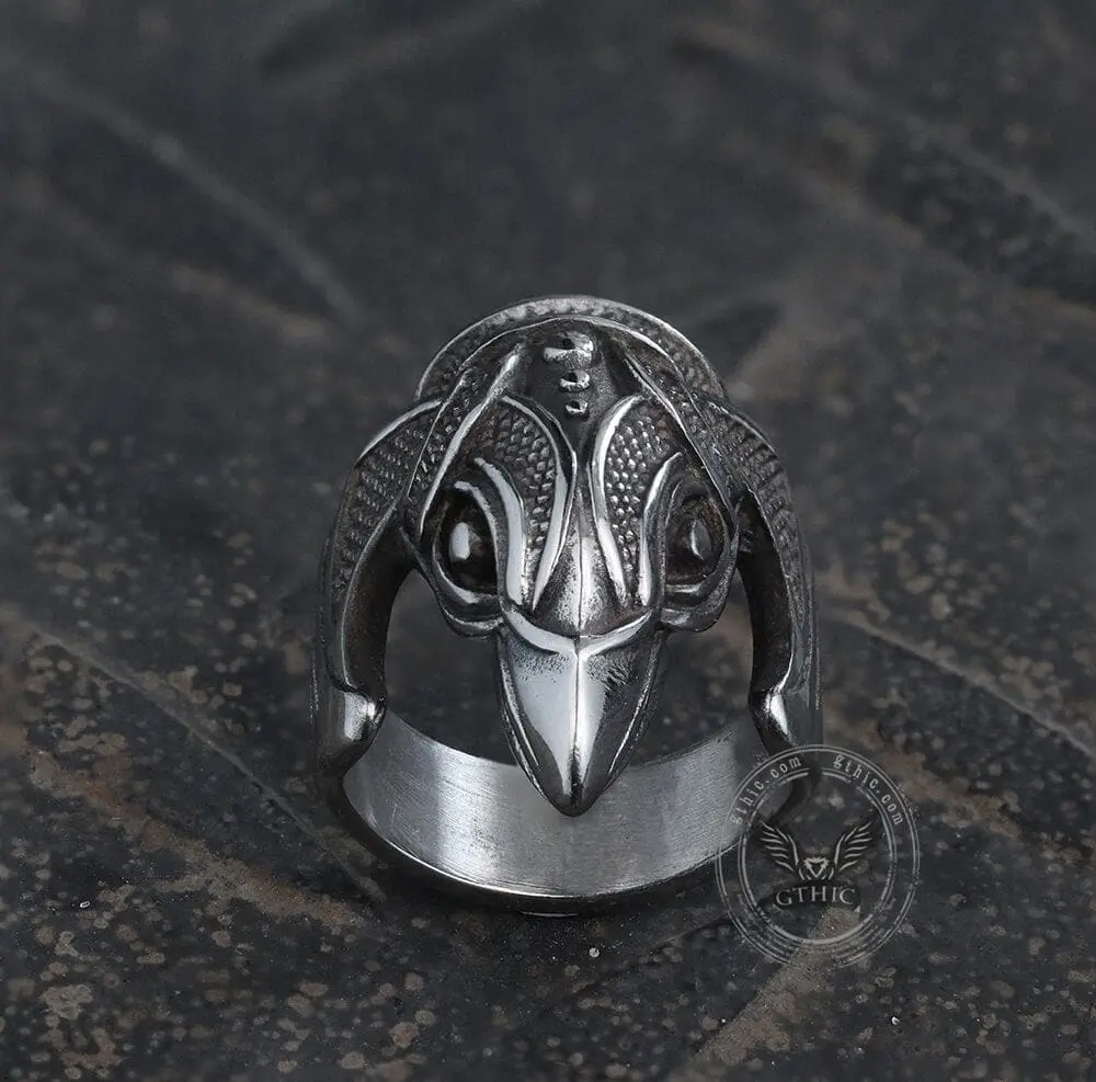 GTHIC Battle Raven Stainless Steel Viking Ring Crow Ring Norse Accessories for Daily Wear