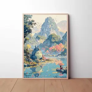 My Neighbor Totoro poster, Totoro japanese tapestry, Printable Wall Art, Studio Ghibli Wall Art, Japanese Home Decor, digital print