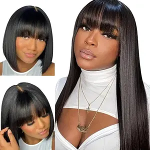 LUVME Yaki Straight Ultra Natural Minimalist Undetectable Lace Long Wig With Bangs