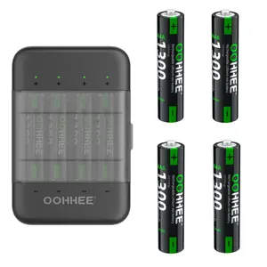 8 PCS 1300mWh 1.5V AAA Rechargeable Lithium Batteries + Fast Thin Charging Storage Box