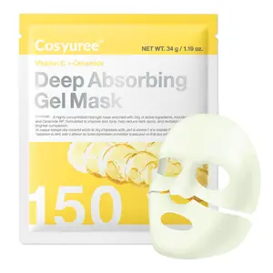 [Cosyuree] Vitamin C + Ceramide Deep Absorbing Gel Mask for Dark Spots, and Uneven Skin Tone｜Overnight Premium Facial Mask ｜Brightening – Korean Skin Care (4 pack)