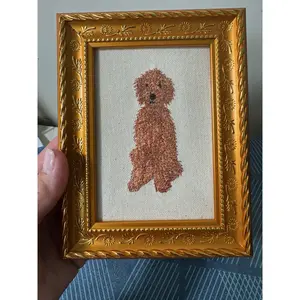 Red Poodle Doodle Dog Machine Embroidered and Framed! Unique Canine Charm Tabletop Decor for Home or Office! Other Designs and Breeds Available! Desktop Decoration Signs