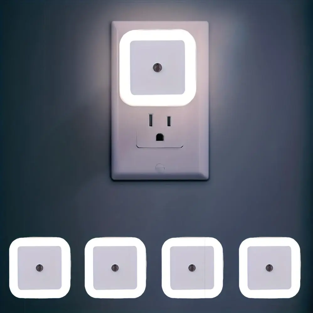 LED Night Light, 4-Count Plug-in Night Light Set with Smart Sensor, Ambient Night Lamps for Room, Hallway, Bedroom, Bathroom and Kitchen Indoor Lighting, Ambient Night Lights