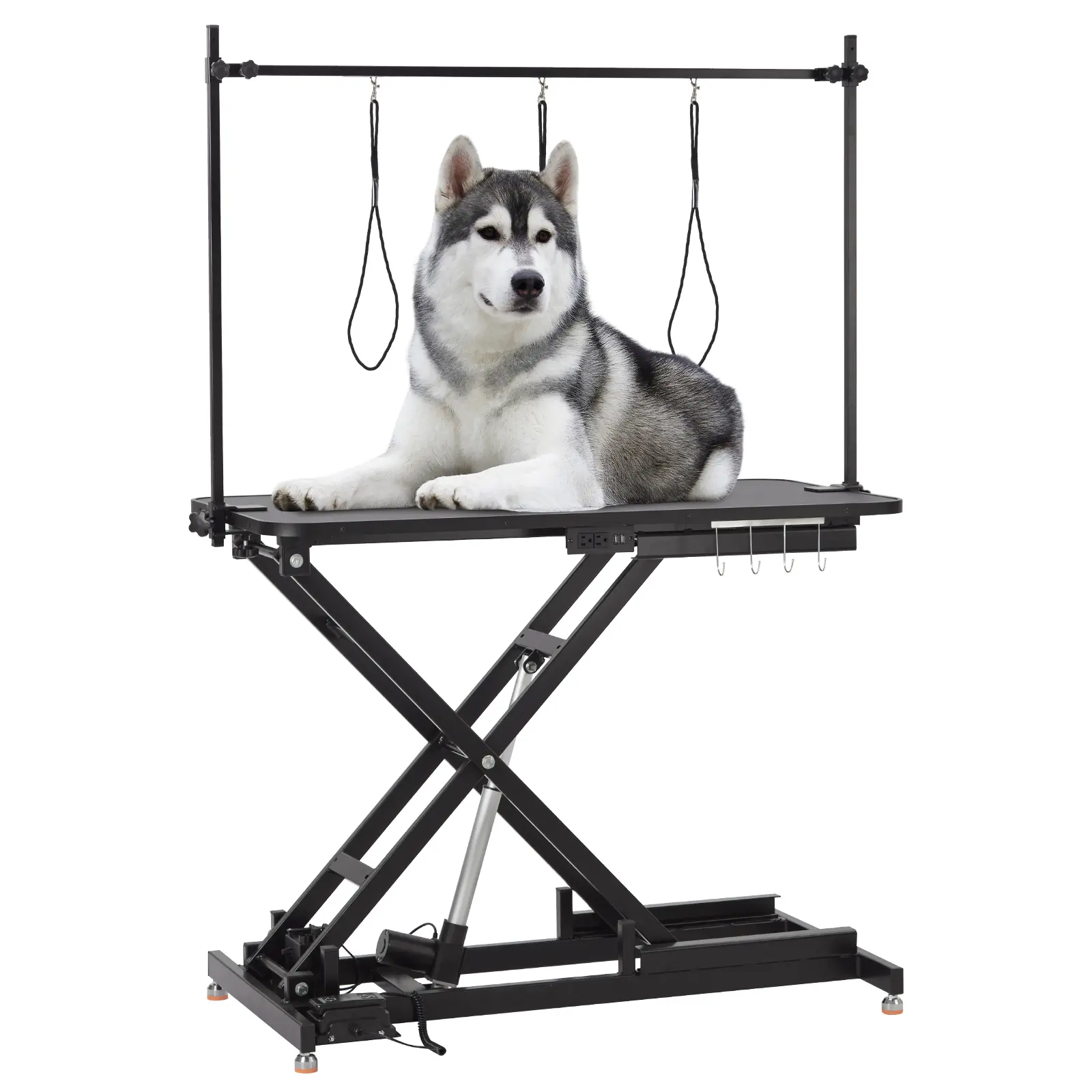 Hydraulic Dog Grooming Table for Large Dogs - Adjustable Height 9''-40'', Overhead Arm & Noose, Professional Pet Cleaning & Massage Station for Dogs & Cats