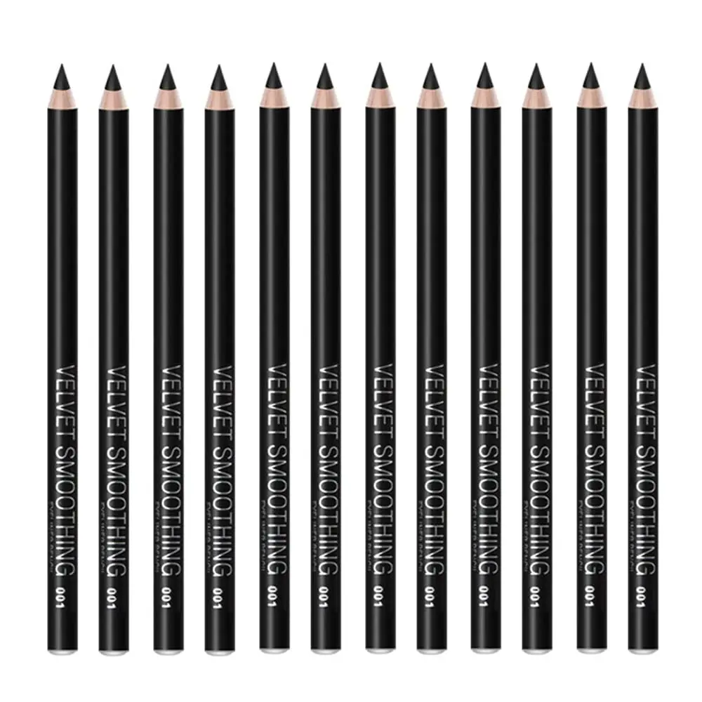 Halloween Fall Gift Black Eyeliner Pencil Set - 12 PCs Matte Silky Formulas Waterproof Eye Crayon Liners