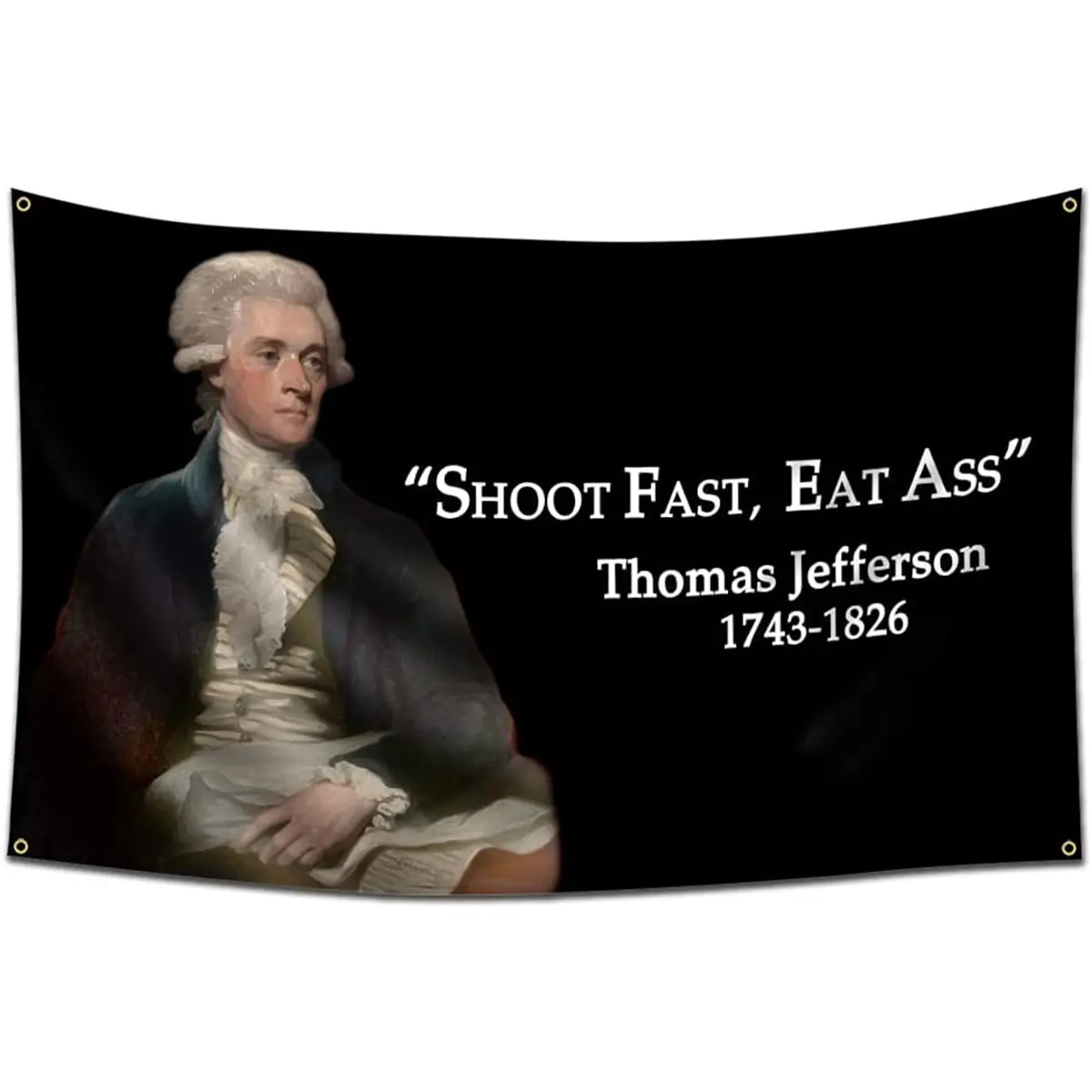 Thomas Jefferson Funny Language 3x5 Flag Tapestry with 4 Brass Grommets, Durable Stitchwork, Outdoor/Party Decor for College Dorm Room, Man Cave (Home Decor Flag), Flags, Synthetic