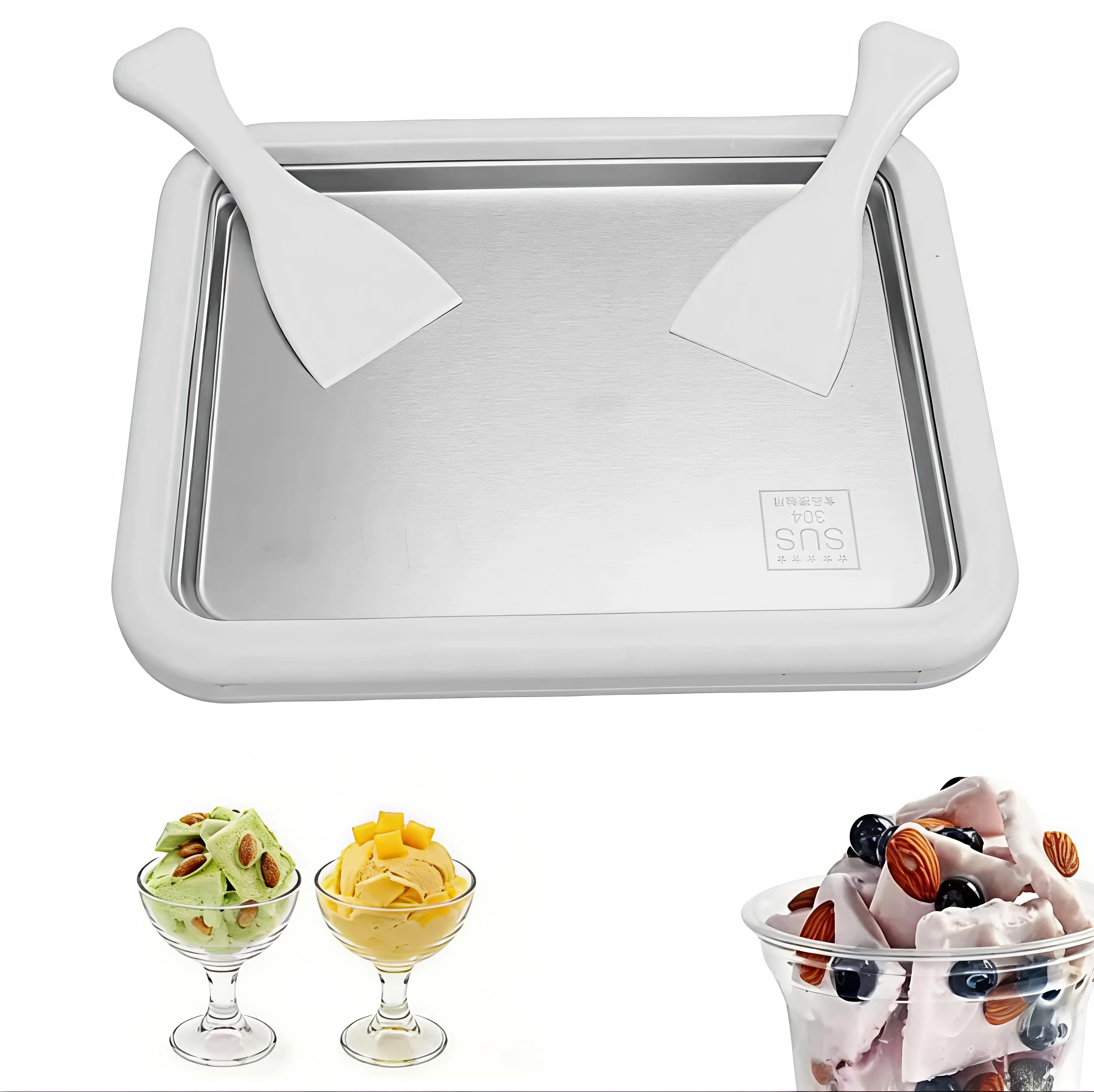 Summerwins Electric Countertop Ice Cream Maker - DIY Smooth Roller for Rolls, Sorbet, Dairy-Free Frozen Yogurt, Sandwiches, Homemade Treats with Spade (White) - Healthy & Fun DIY Maker