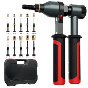 Rivet Nut Tool Rivet Nut Kit, Rivnut Tool Kit with 10 Metric and SAE Mandrels, 100 count Rivet Nuts Assortment Kit, Professional Ratchet Nutsert Tool Kit with Rugged Carrying Case, TR21