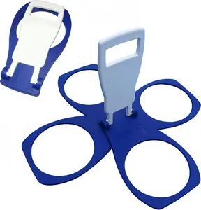 Fold Away Cup Carrier/Caddy  (Blue) Take-Out Coffee Soft Drink Pint Beer Beverage Holder, Sturdy Reusable Pocket Size, Festival Sports Gigs - Easy & Safe 2,3,4 Cups