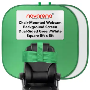 NOVARENA Green Screen Behind Chair Attachment Backdrop Kit – Portable Chroma Key for Streaming, Gaming, Video Calls, Virtual Background, Home Office, Photography – 5ft by 5ft, Reversible, Foldable