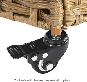 140L Synthetic Rattan Laundry Hamper with Lid, Wheels, and 3 Removable Liner Bags