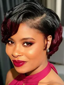 13x4 Transparent Lace Front Short Wave Pixie Human Hair Wig, Ready to Go, Natural Look, Easy Wear, Perfect for Everyday Use, Glueless Lace Frontal