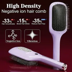 Negative Ion Hair Brush with Vibration Scalp Massage Electric Detangling Comb 3 Million Ions Dual Frequency Reduce Frizz Boost Shine Smooth Hair One Touch Control Rechargeable for Women