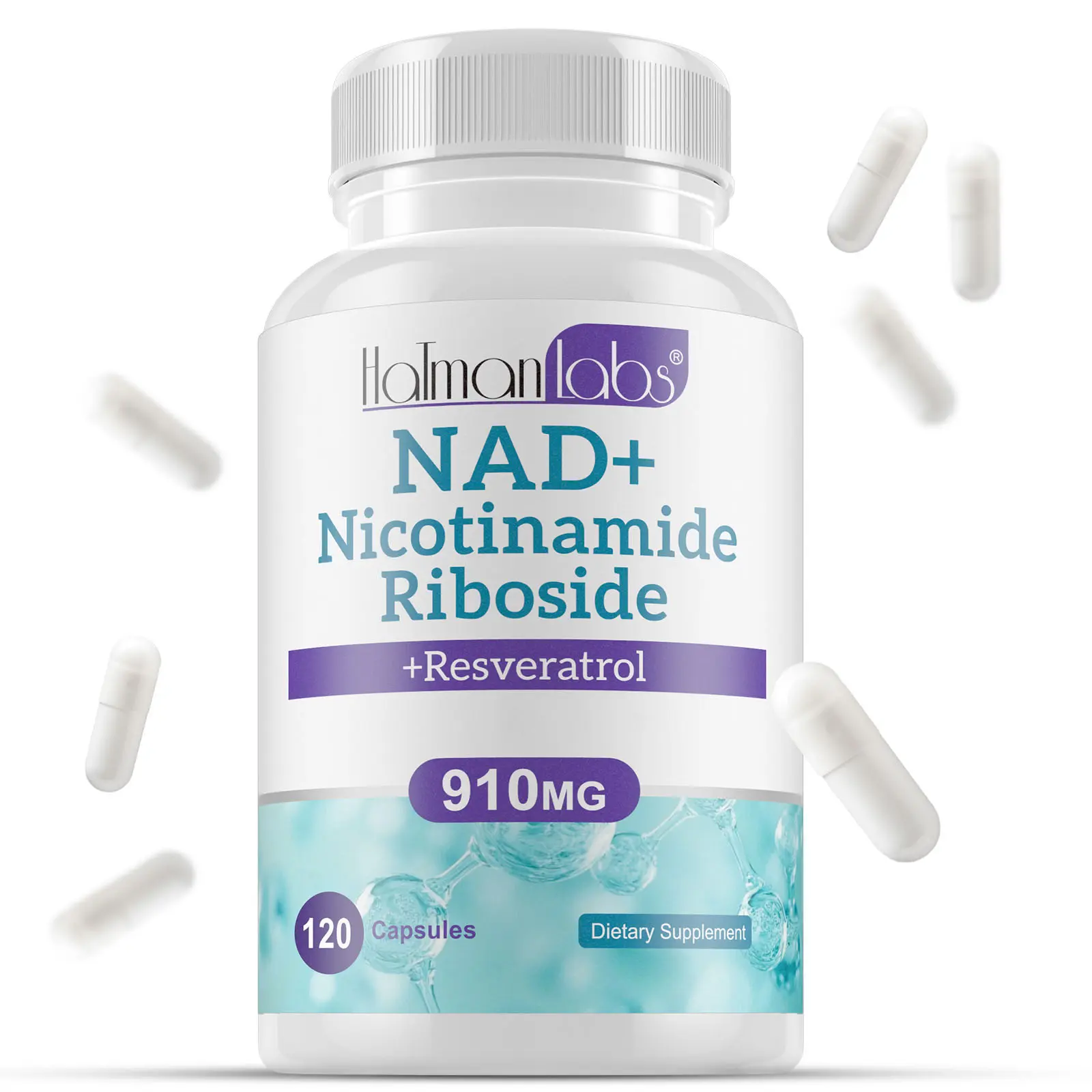 Hatmanlabs Premium NAD+ Supplement with Nicotinamide Riboside, Quercetin & Resveratrol – 120 Capsules for Cellular Energy, Cognitive Function & Metabolism Support
