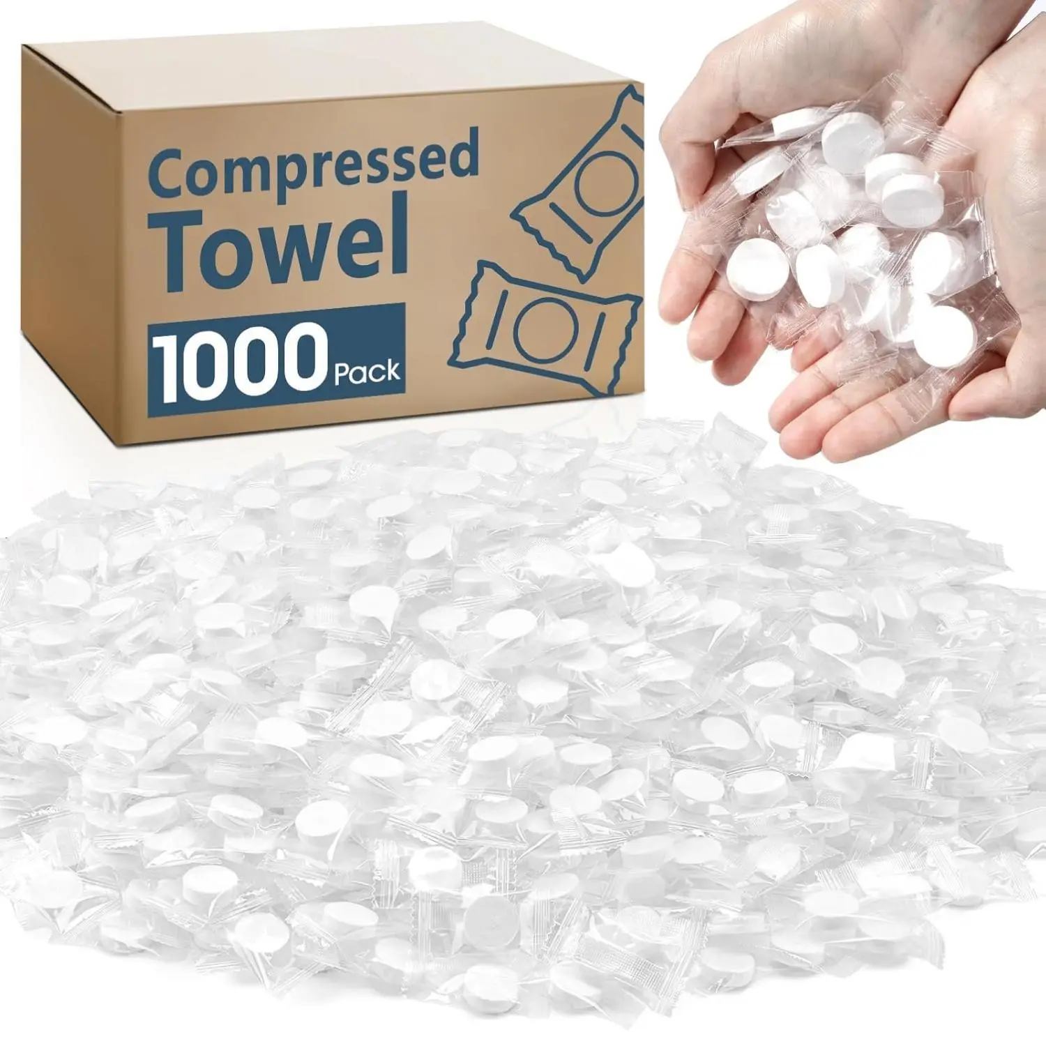 100/250/500/1000 PCS Compressed Towel, Mini Compressed Towel Tablets, Disposable Compressed Face Towels, Camping Towel, Portable Bulk Compressed Coin Tissues for Home, Travel, Outdoor Sports