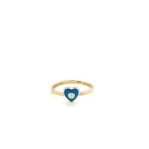 14K Solid Gold Heart Evil Eye Ring