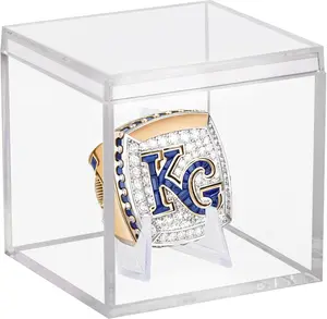 Clear Acrylic Championship Ring Display Case, Memorabilia Stand Cube Holder Dust Protection Transparent Storage Box for Sports Baseball Basketball Fan Souvenir Protection Supplies (2.1 X 2.1 X 2.1) Hxezoc
