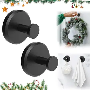 2-Piece Suction Cup Hooks, Towel Hook -SUS 304 Stainless Steel Suction Towel Hooks, No Drill Towel Hooks for Bathroom Wall,Kitchen,Glass,Tile to Hang Towels,Robes,Loofah - Matte Black
