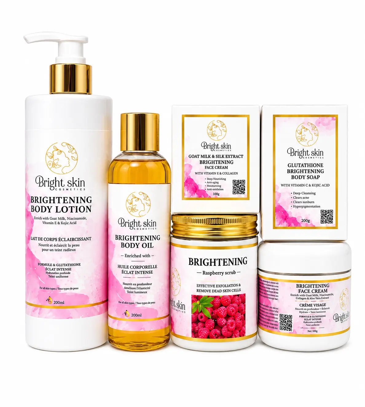 BRIGHT SKIN COSMETICS Multi-Pack Skincare Starter Kit - Easy-to-Use Daily Care Routine Set, Hydrating Glow for Face & Body, Suitable for All Skin Types, Easy-To-Use Routine, Smoothening, Fresh And Clean, Radiant Skin, Skin Transformation
