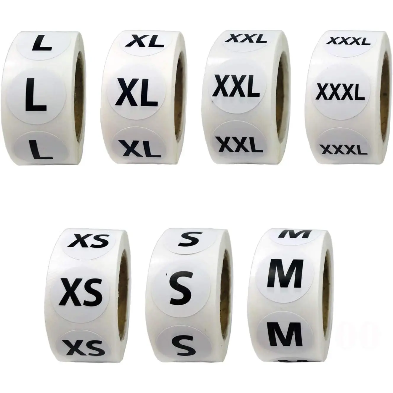 3500 count Clothing Size Stickers - 7/8" Round Self-Adhesive Labels for T-Shirts & Retail, 7 Sizes (XS, S, M, L, XL, XXL, XXXL)