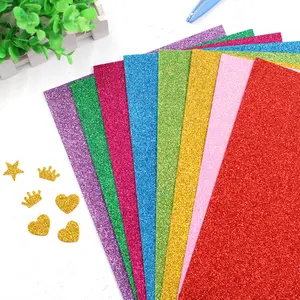 10 sheets A4 single sided glitter thick sponge paper, glitter foam paper, solid colour paper, adhesive on the back, minimalist style, DIY journal decoration scrapbook material paper